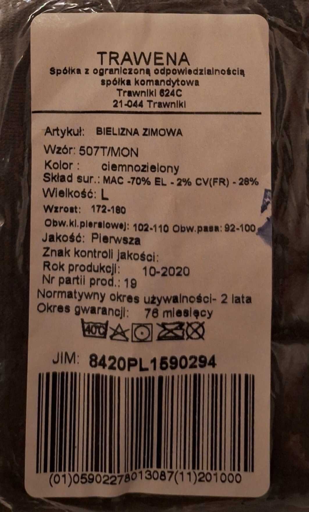 Wojskowa Bielizna Zimowa 507T/MON