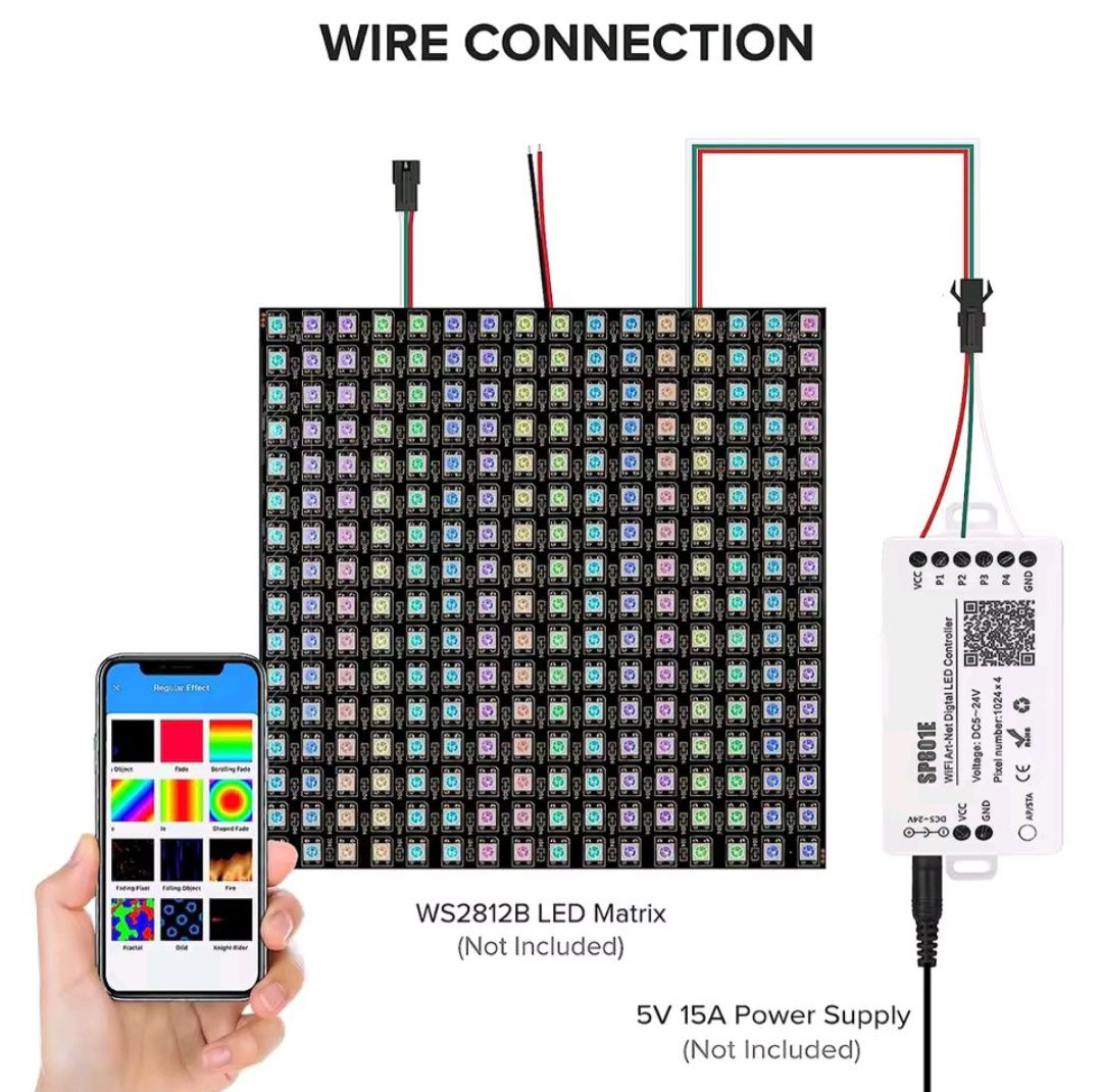 Kontroler SP801e Art-Net baner led napisy reklama bilboardy wifi iXLed