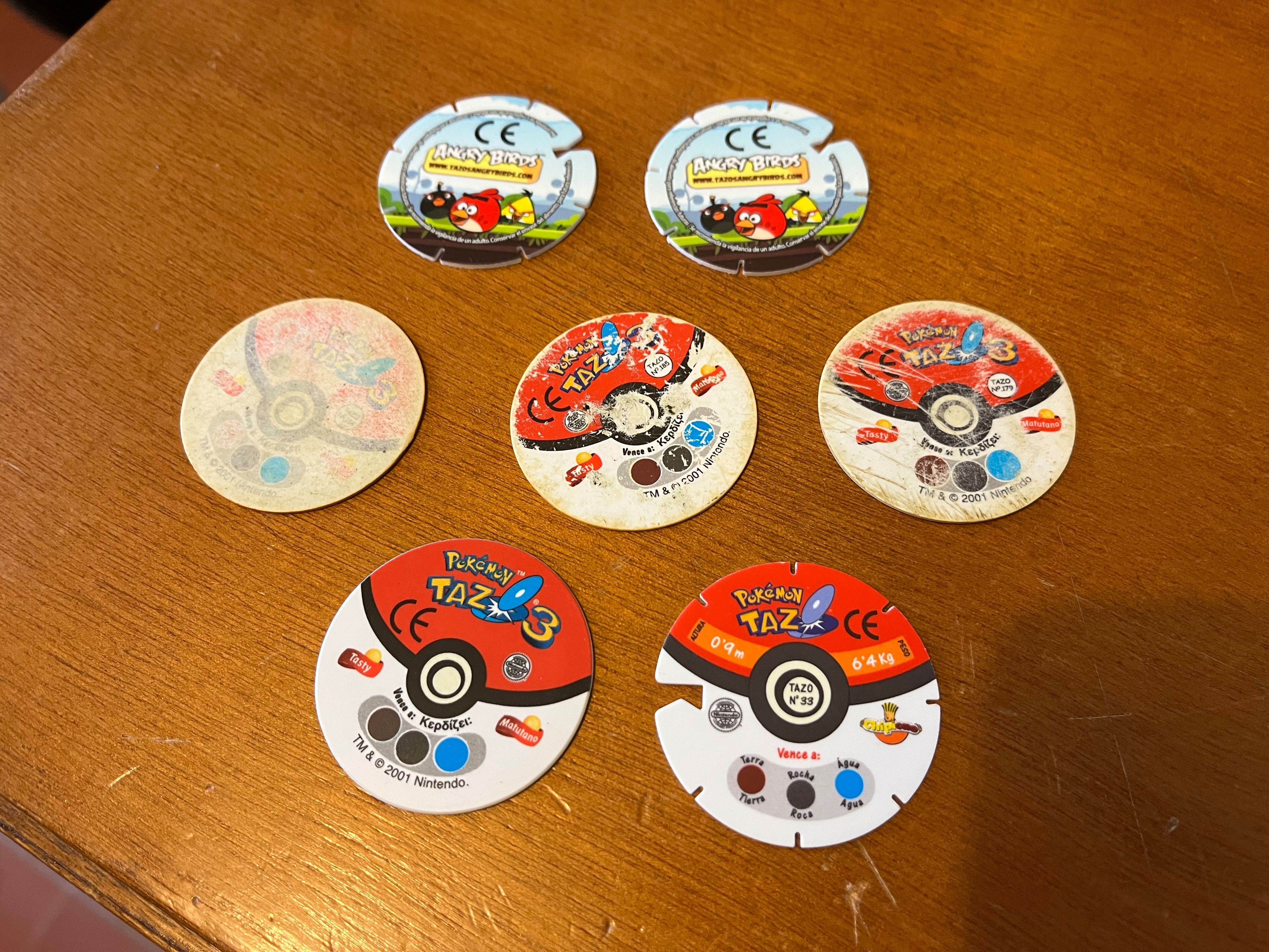 Tazos Pokémon e Angry birds