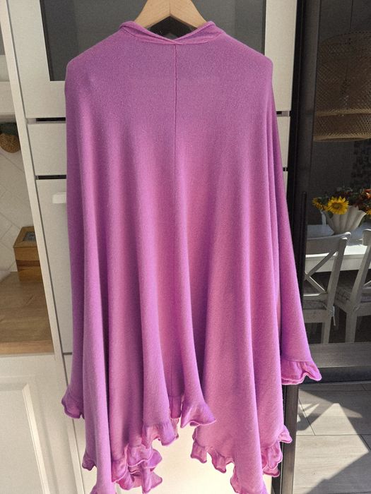 Narzutka wełniana kaszmir poncho kardigan merino plus size jesień