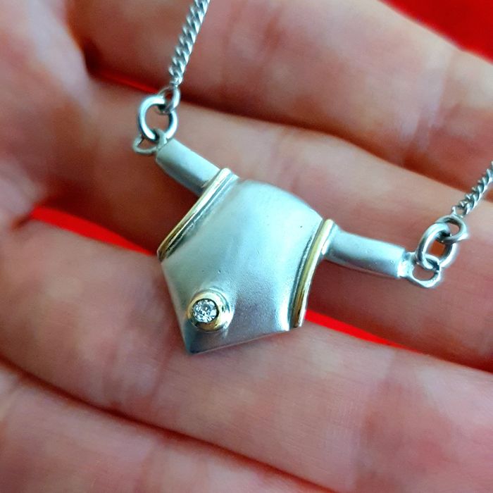 Naszyjnik Modernistyczny srebro 925 złocenie