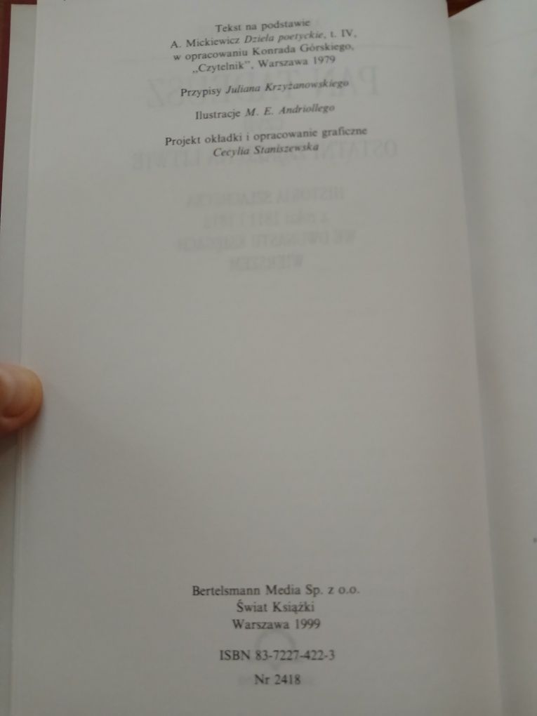Książka  Pan Tadeusz Adam Mickiewicz