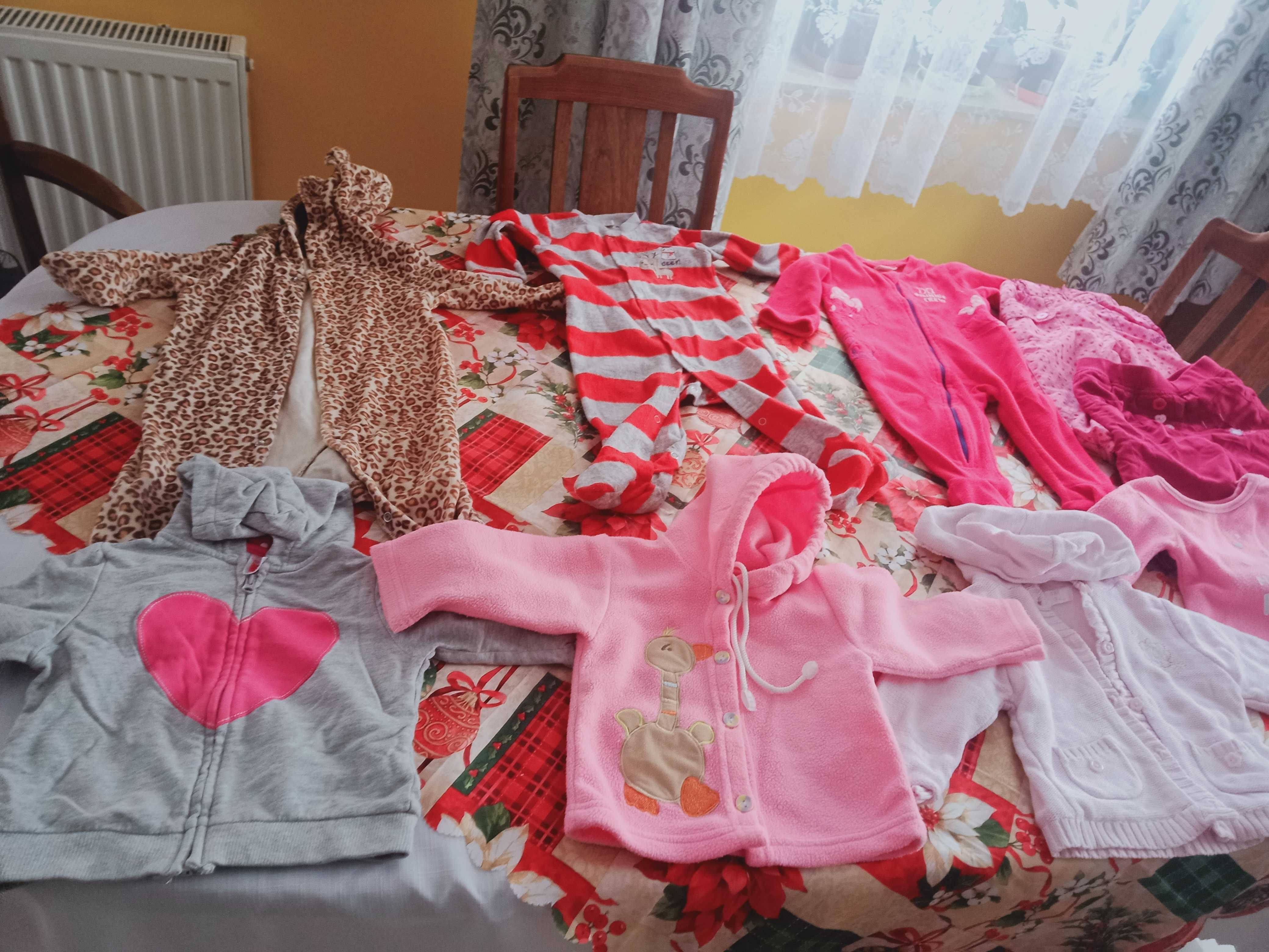 Pajacyki, bluzy i spodnie ocieplane dla dziewczynki r 74 -80 30 zł 9sz