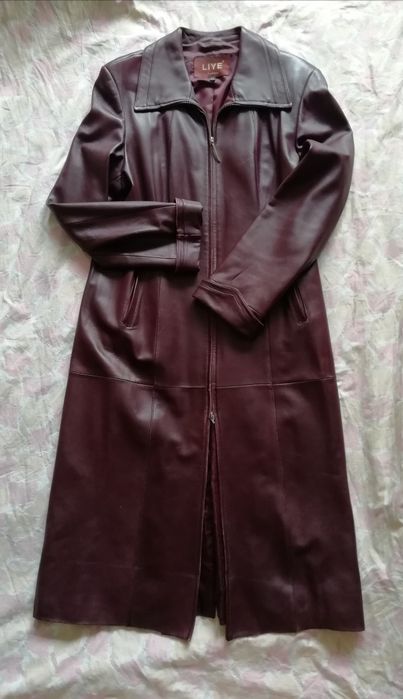 Женский кожаный плащ, бордовый Liye 4XL
