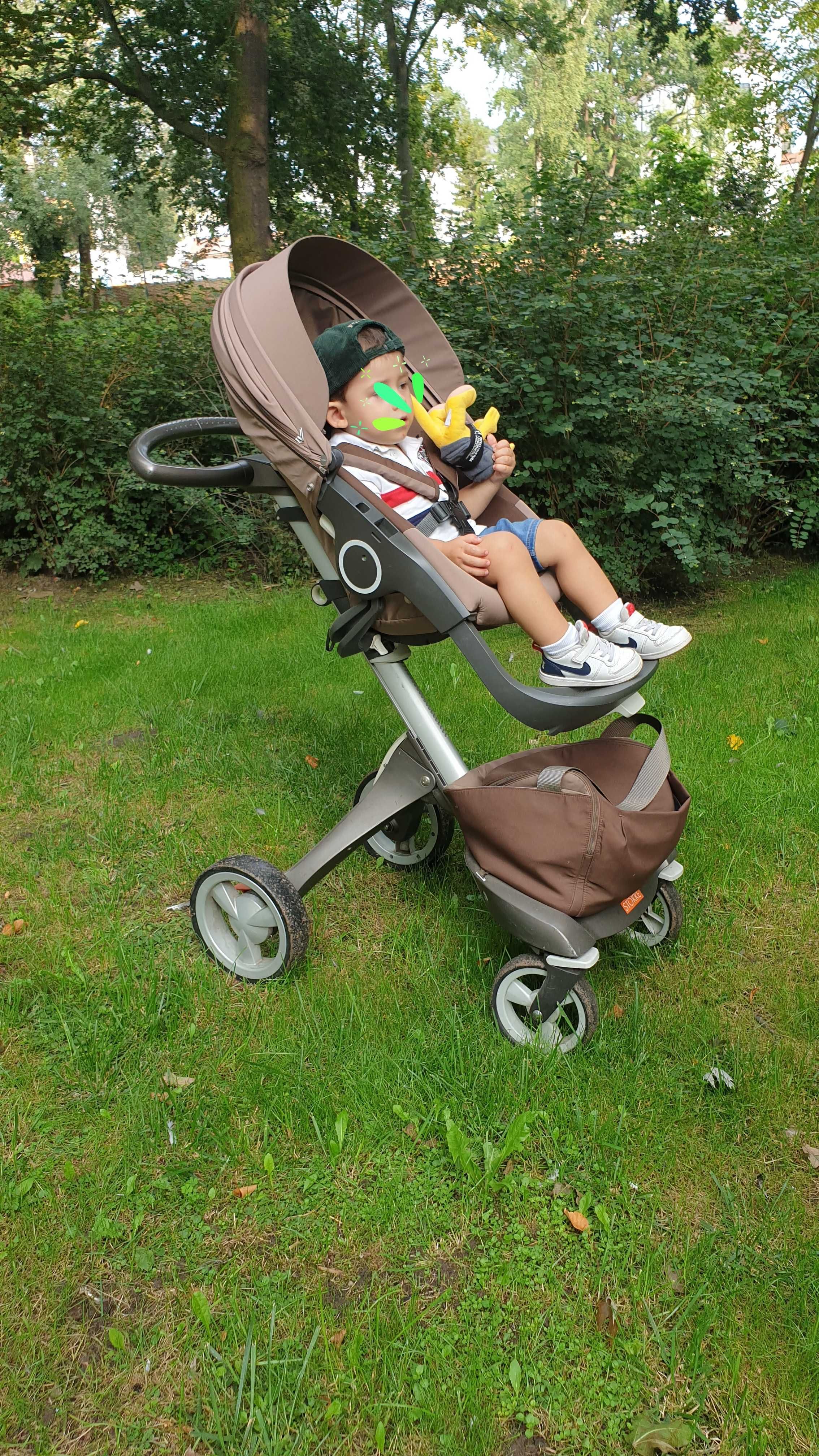 Wozek 3 w 1 Stokke Xplory V4 Brown brązowy Gondola Spacerowy + Fotelik