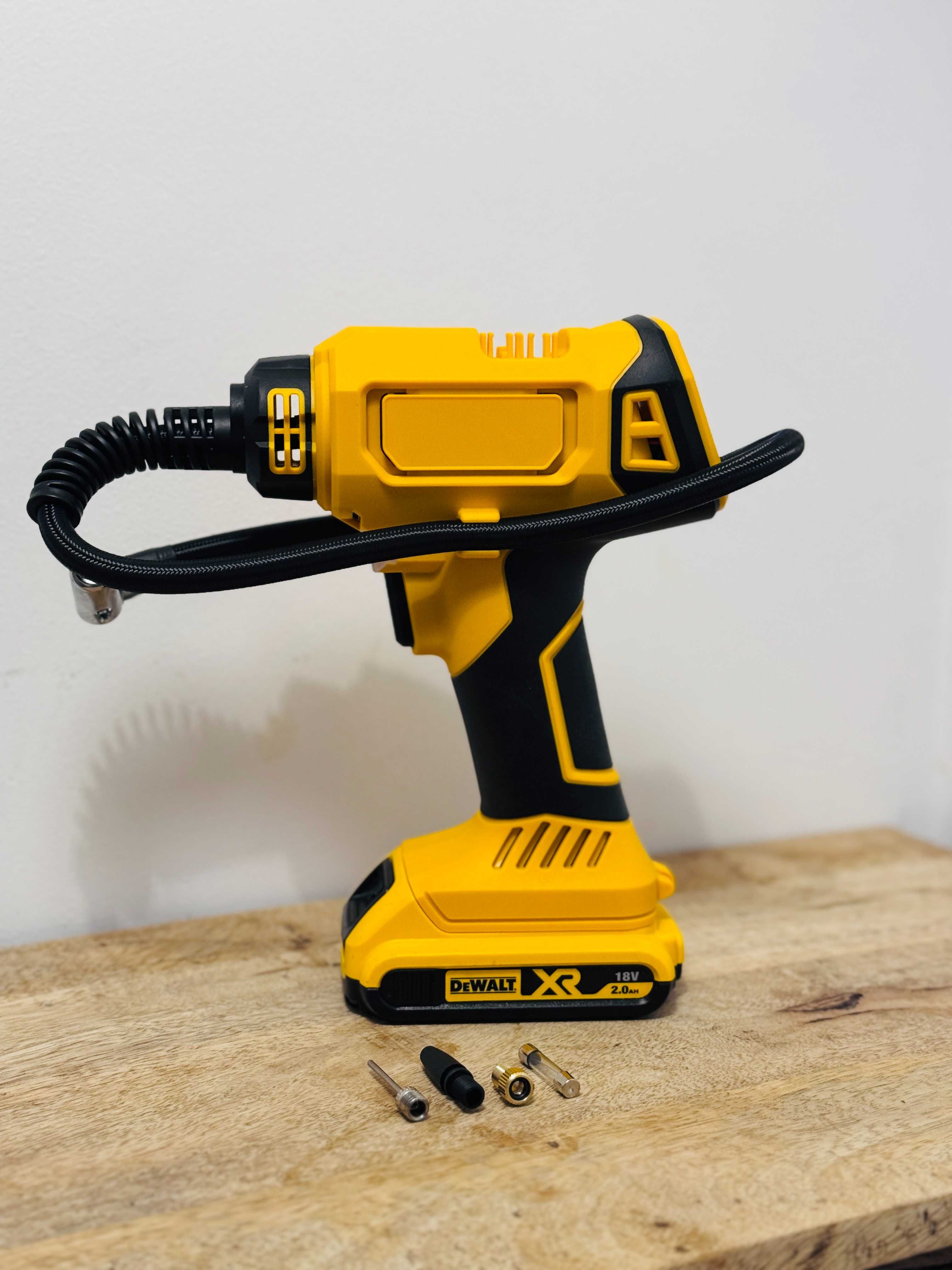 Poręczny kompresor do pompowania kół w samochodzie na aku dewalt 18v