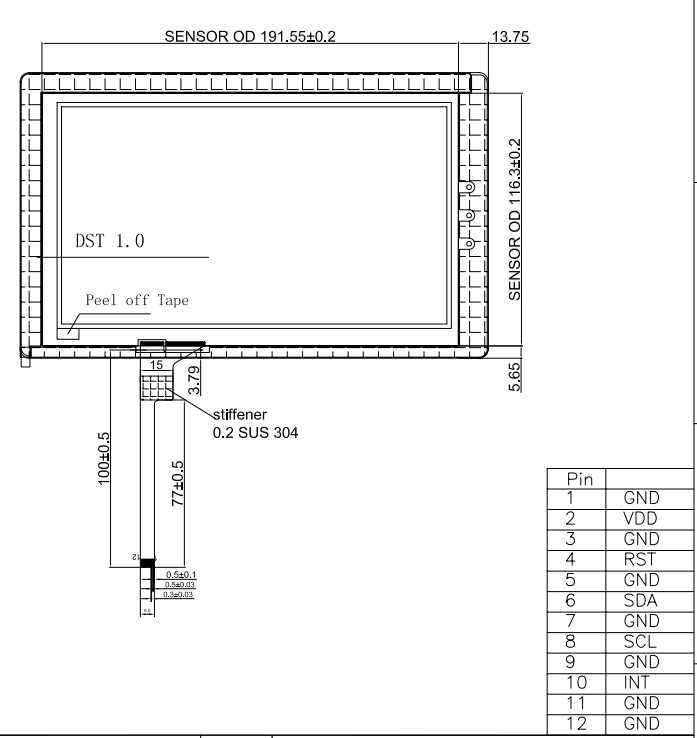 8" LCD экран 800*480 с емкостной сенсорной панелью