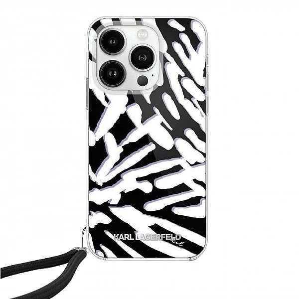 Etui Karl Lagerfeld IML Zebra Pattern & Cord na iPhone 15 Pro - czarne