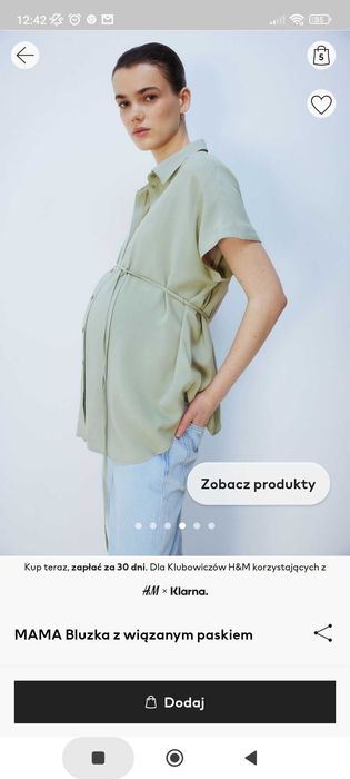 Bluzka koszulowa H&m mama S khaki/mięta