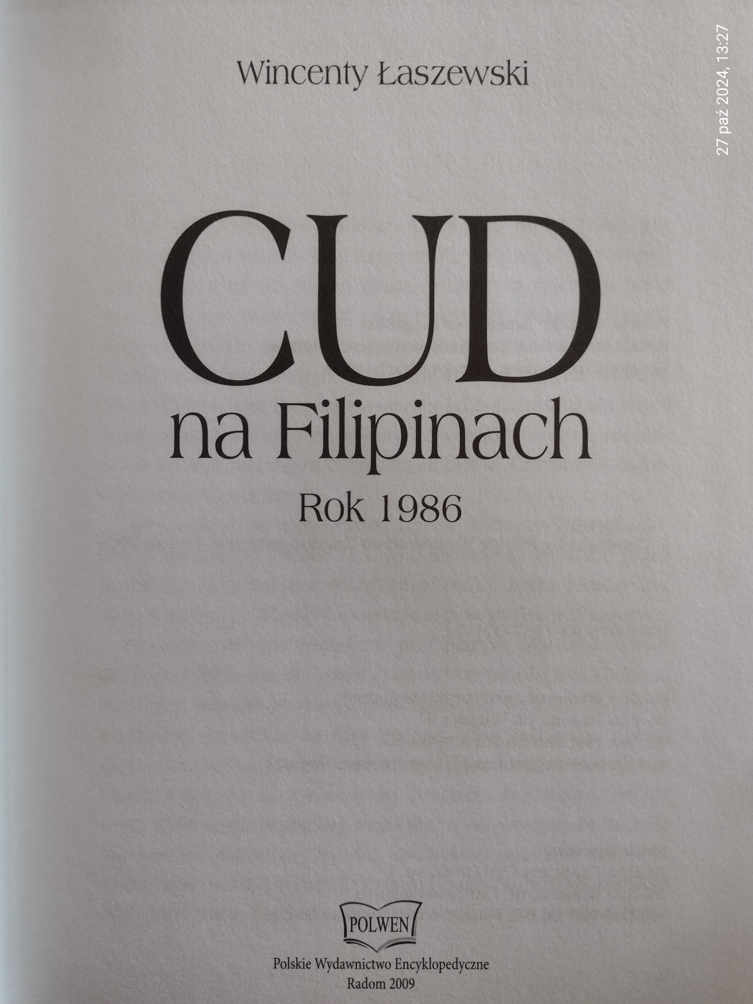 Książka Cud na Filipinach rok 1986   Wincenty Łaszewski