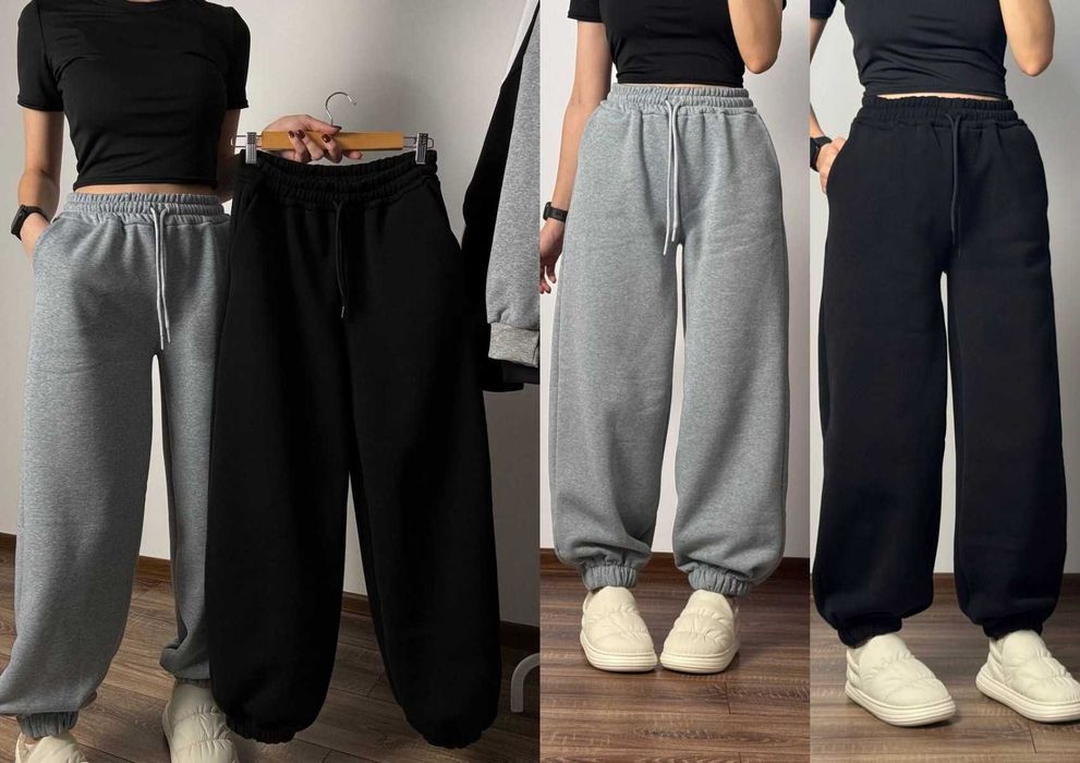 Жіночі зимові теплі спортивні штани джогери об'ємні штани НА ФЛІСІ