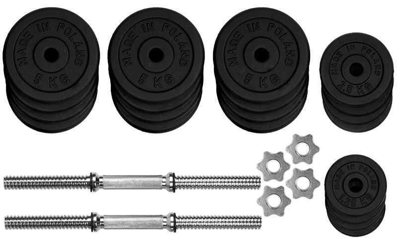 Zestaw hantli 2x40kg hantle żeliwne 80kg gryf talerze zestaw