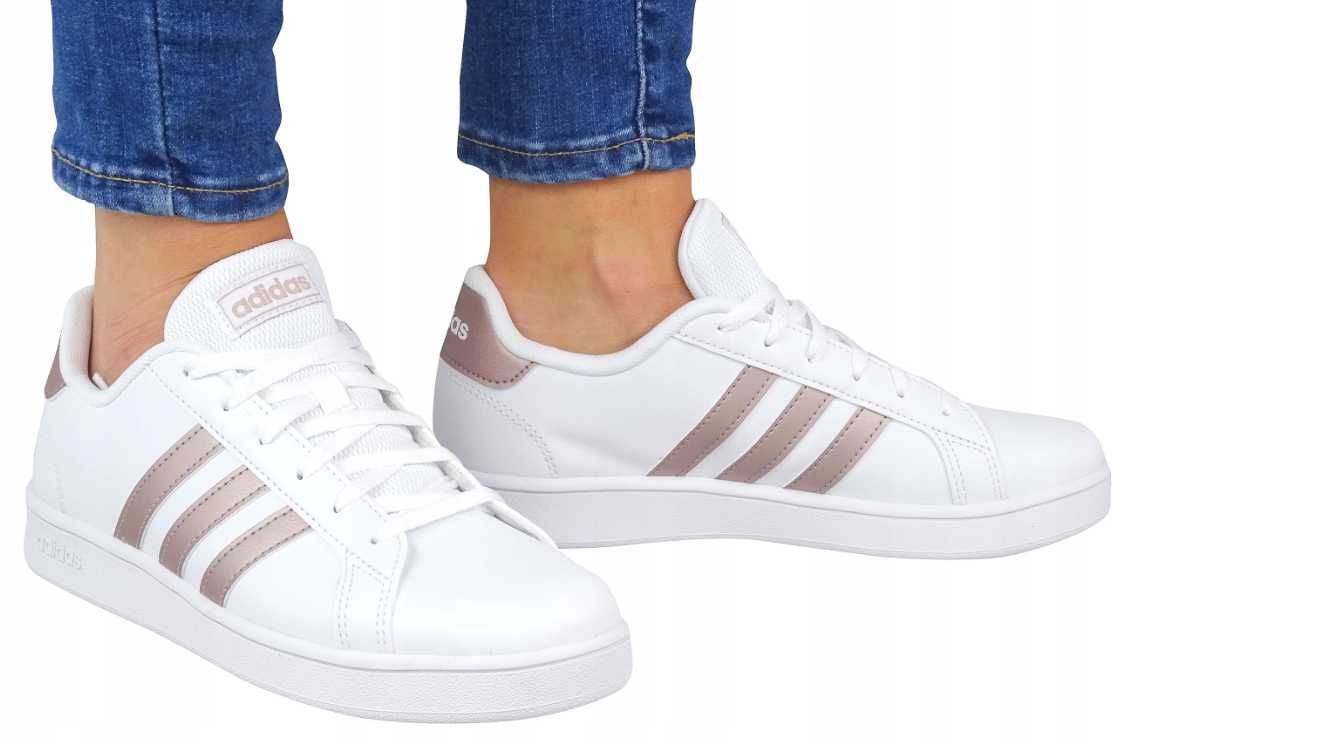 NOWOCZESNE BUTY Adidas Trampki Damskie Białe Modne *Wyprzedaż*