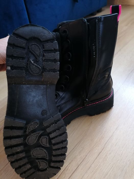 Buty kozaki dziewczęce czarne 36 wkładka 23 cm