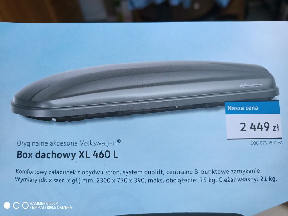 Box dachowy VW Volkswagen oryginalny