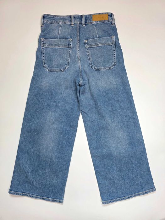 Высокие женские джинсы кюлоты широкие штанины голубые H&M 42-44
