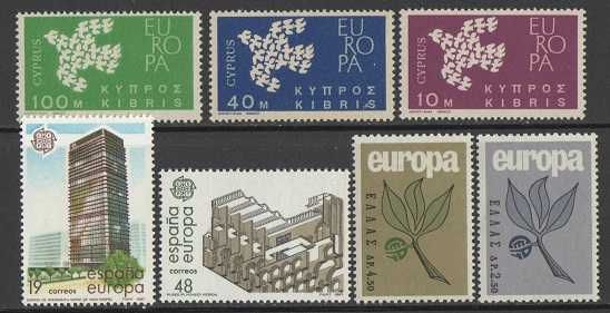 Filatelia: 49 selos novos e usados, tema Europa CEPT