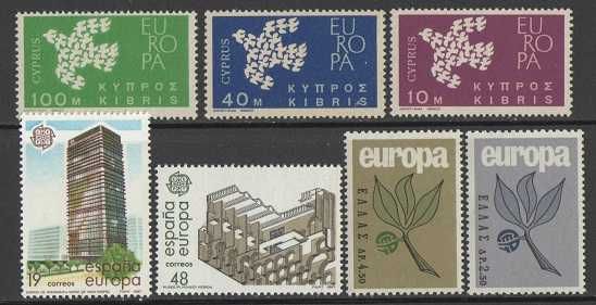 Filatelia: 50 selos novos e usados, tema Europa CEPT