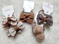 Gumki do włosów, 5 par, beże/brązy, handmade
