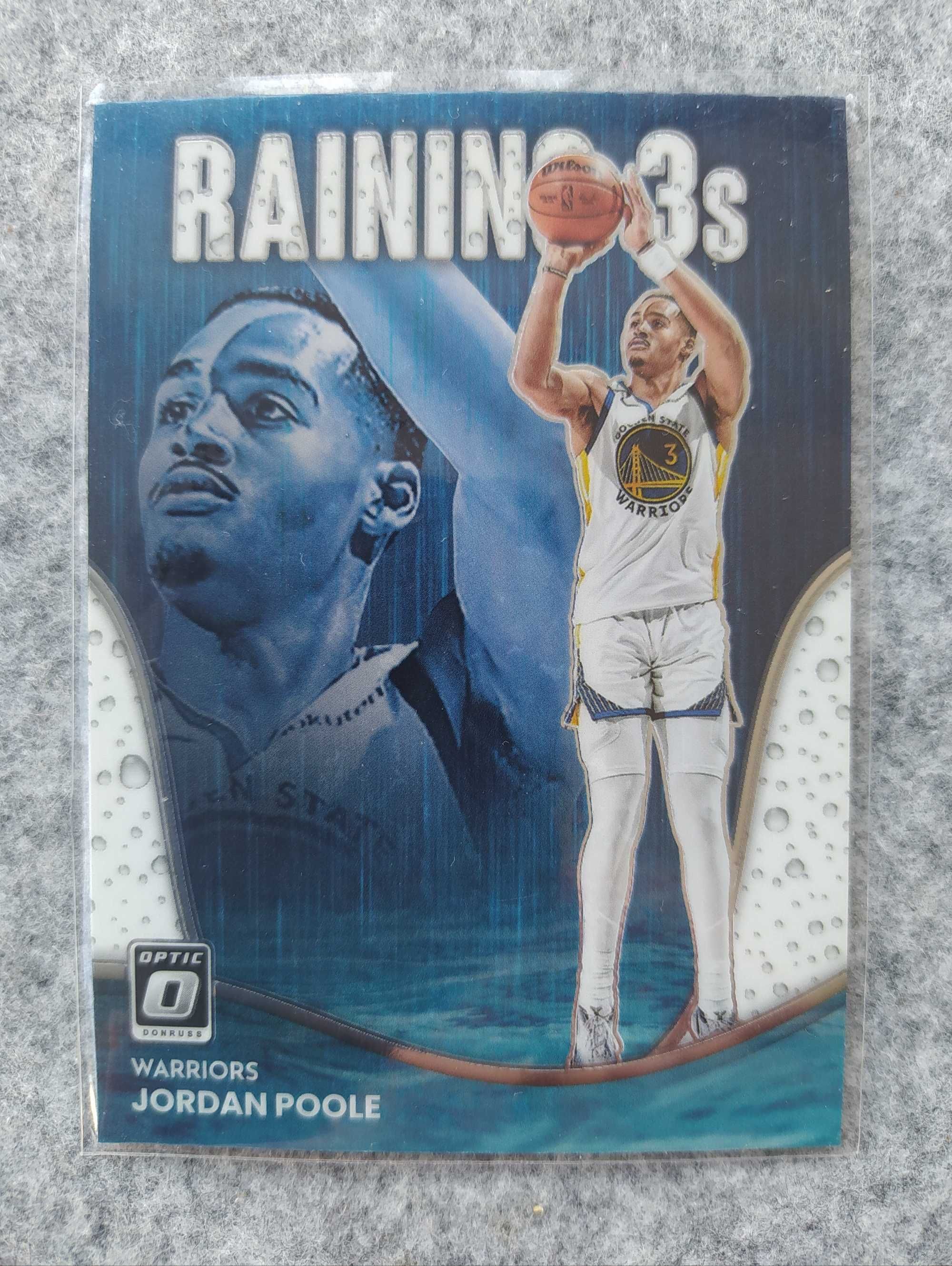 2 karty NBA 2022-23 Donruss Optic Raining 3s Red Wave i insert Poole