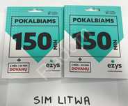 Litwa karty sim sieci EZYS  nowe startery litewskie anonimowe 250minut