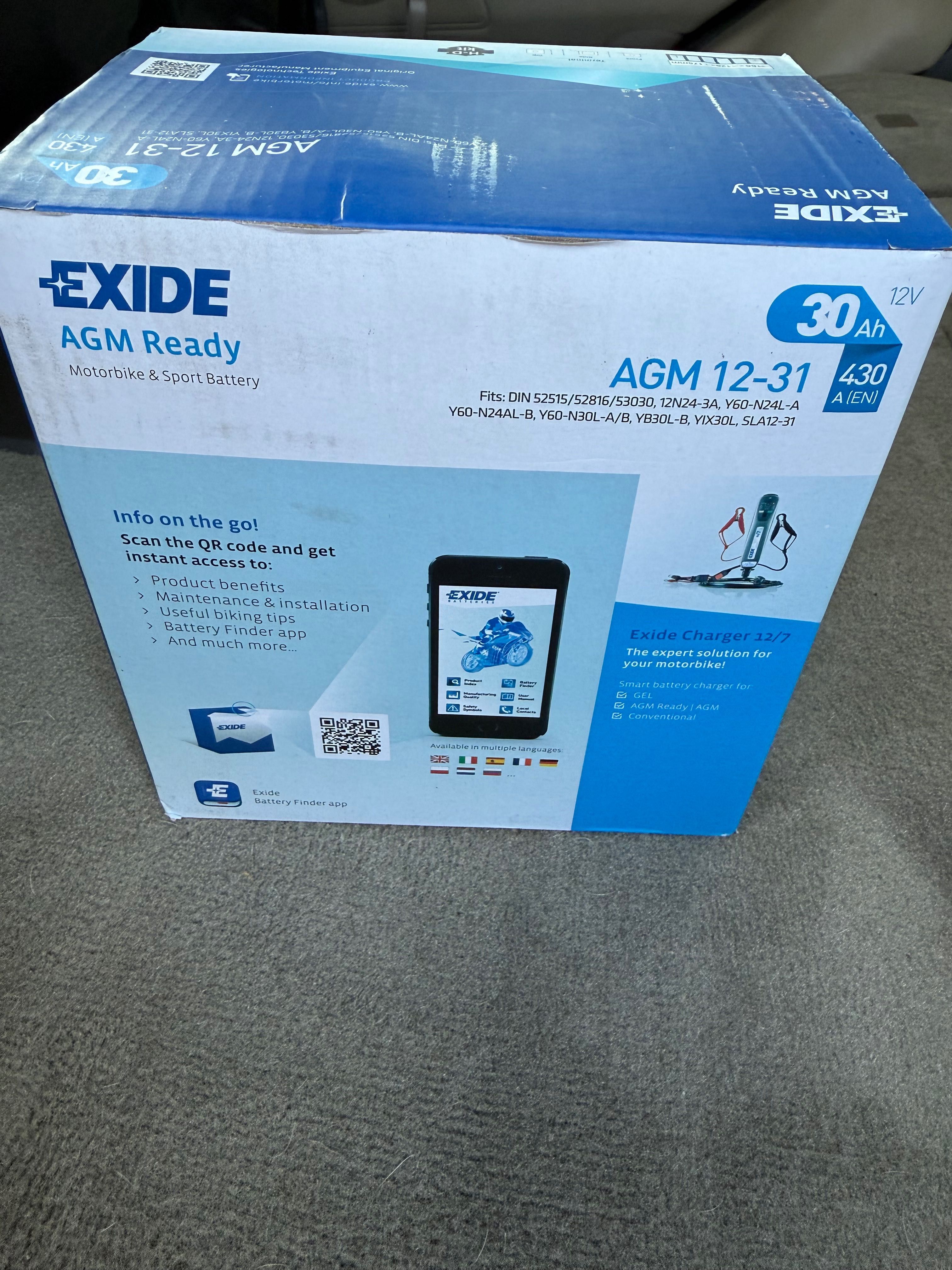 Акумулятор 30Ah-12v Exide AGM12-31, R EN430