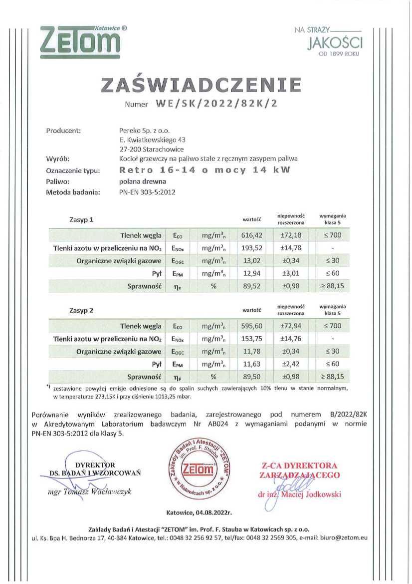 Pakiet - kocioł zgazowujący drewno Pereko Retro 14 kW + bufor HS 800