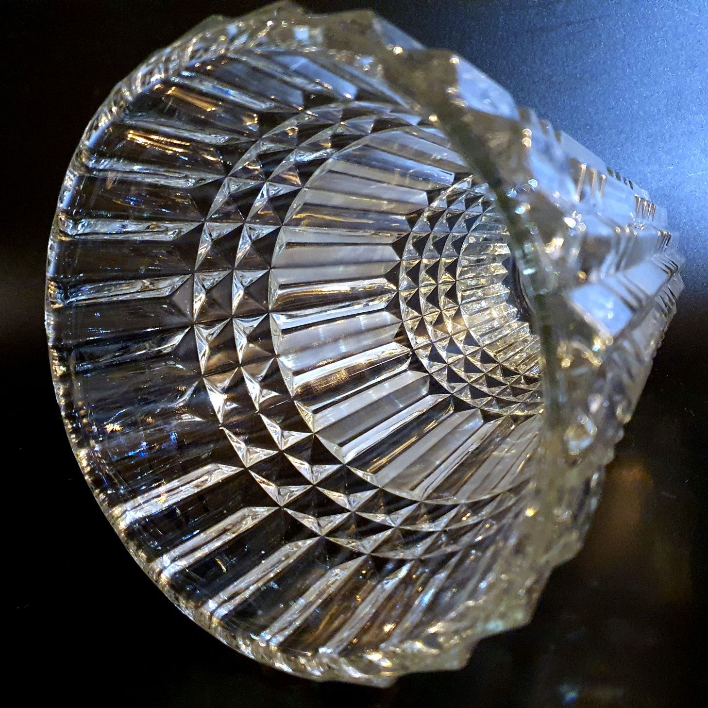 Wazon szklany art-deco duży ciężki wzór diament