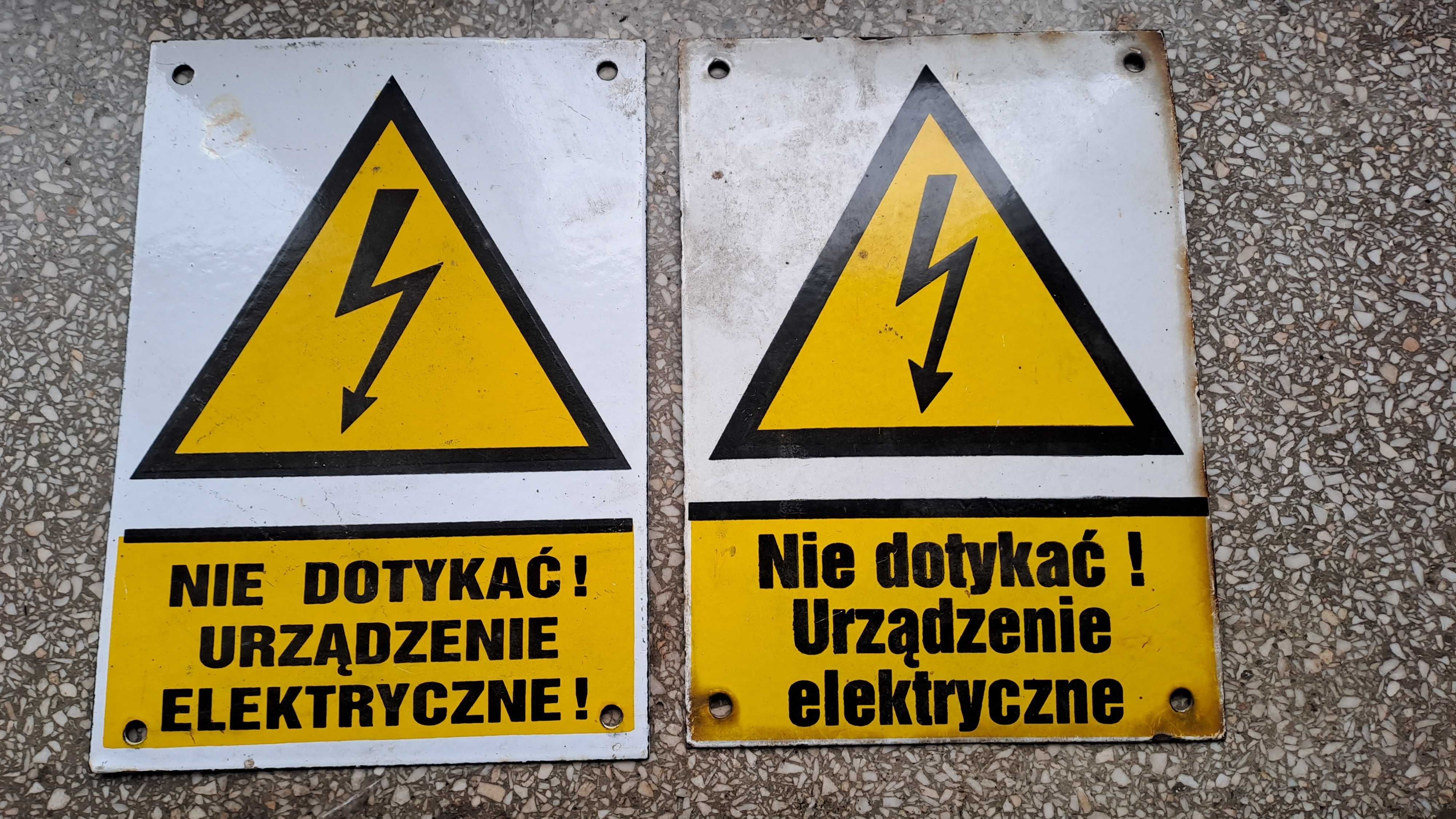 Tabliczka emaliowana: Nie dotykać! Urządzenie elektryczne. 20zł/szt.