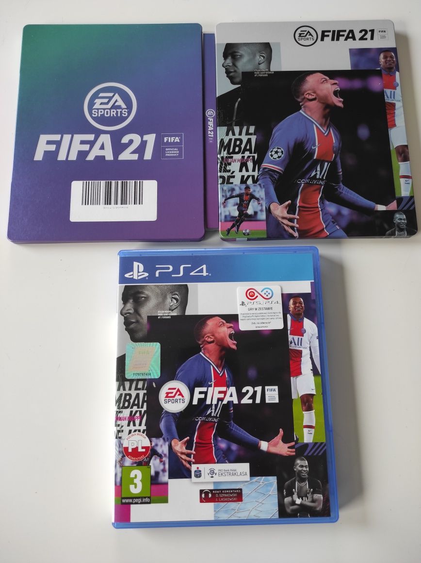 FIFA 21 + Steelbook, PS4, PL, stan idealny