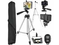 Statyw 133cm + Pilot Uchwyt na Telefon Kamerę Aparat Zestaw 4w1 Tripod