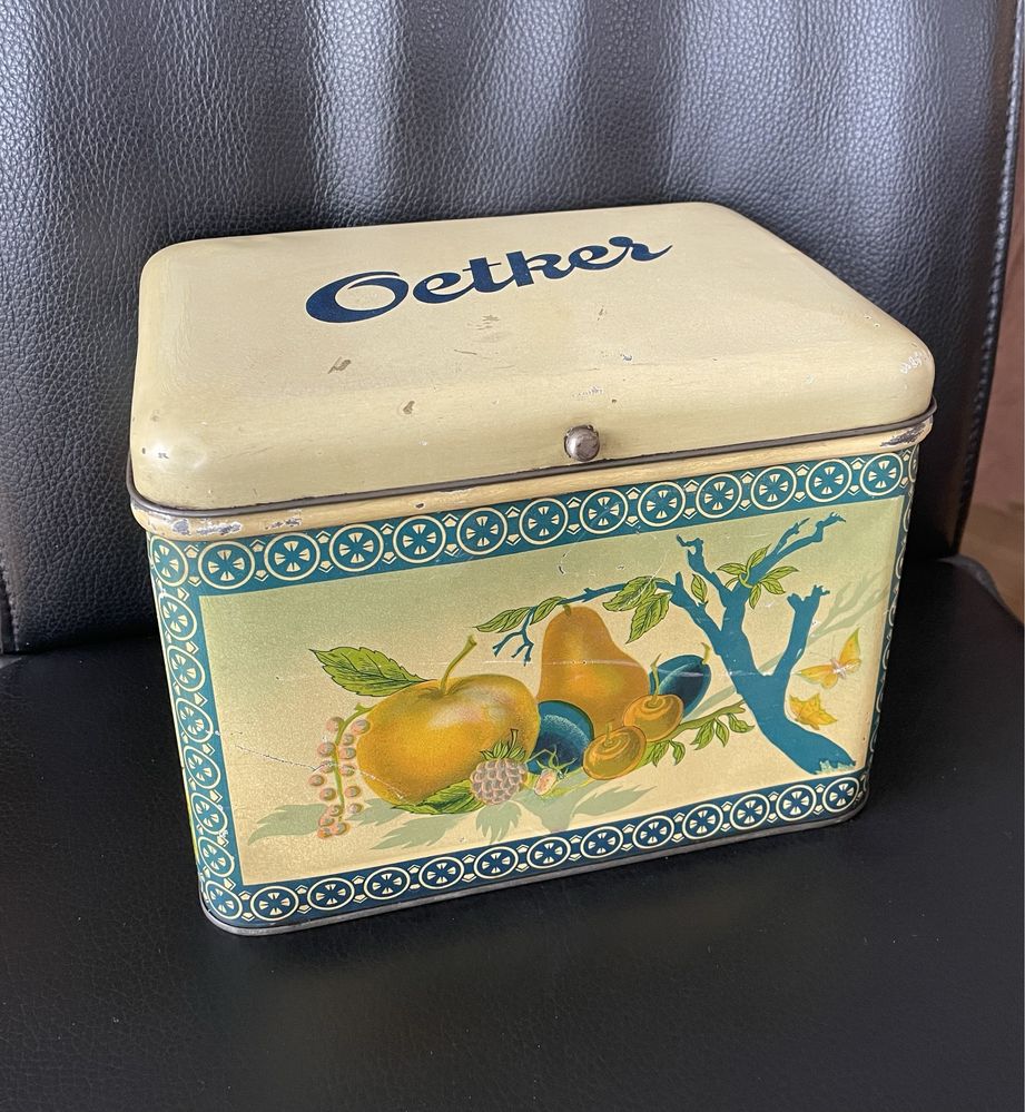 Stara puszka metalowa Oetker Vintage pudełko