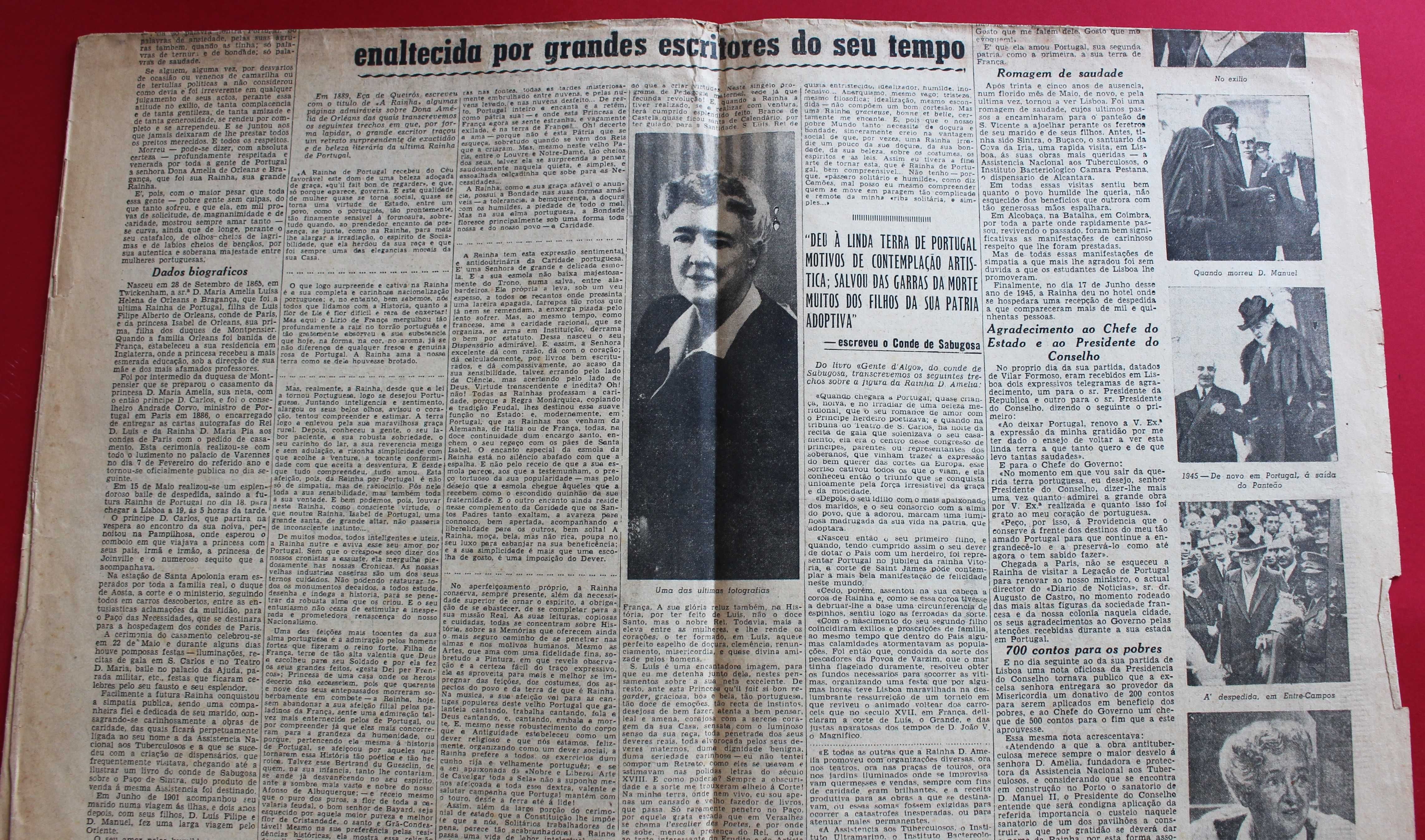 Morte da Rainha D. Amélia 1951 suplemento Diário de Noticias