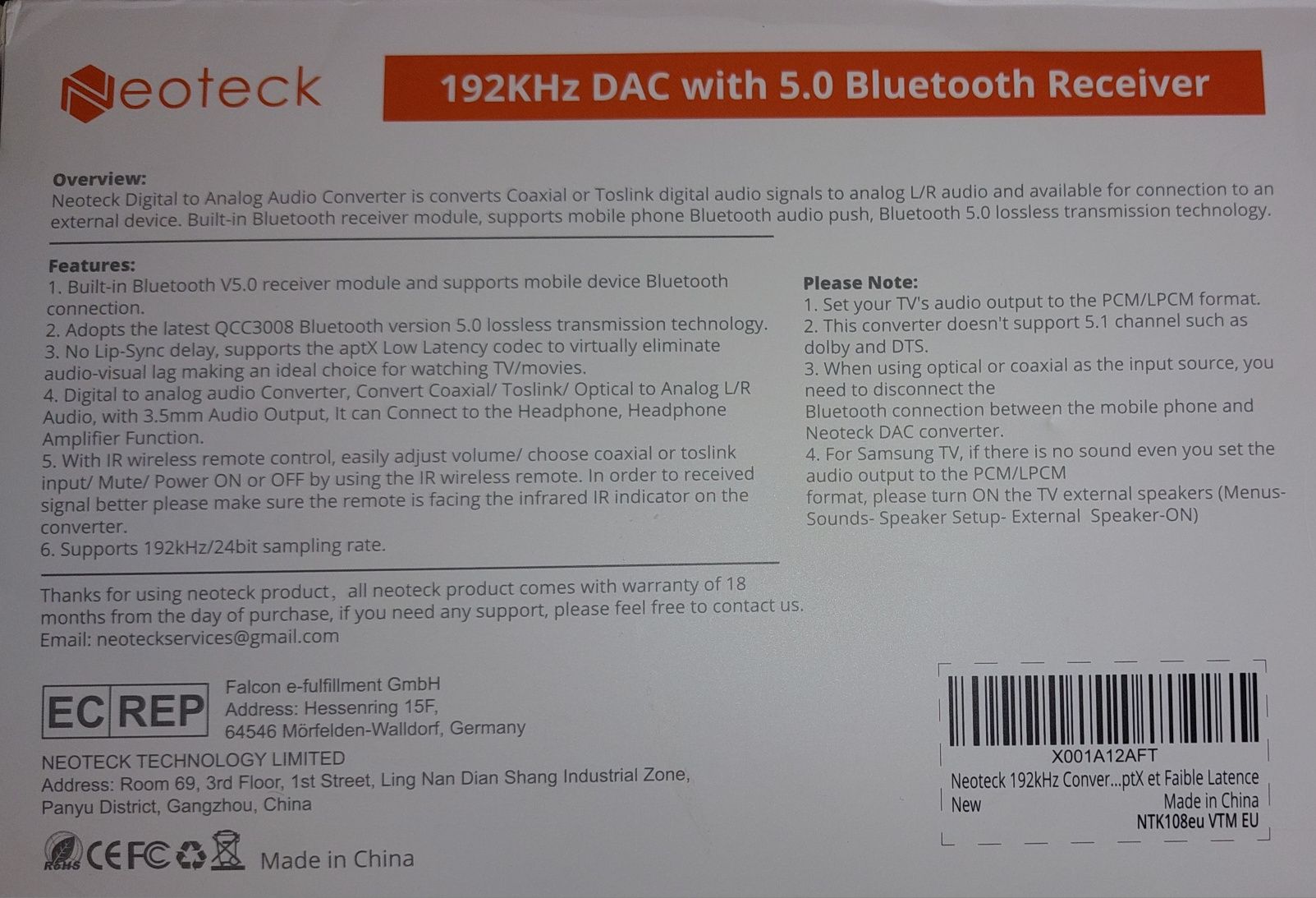 DAC bluetooth 5.0 audio stereo
