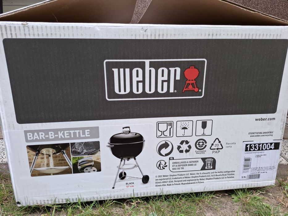 Duży grill węglowy 57cm WEBER Bar-B-Kettle, prawie nowy, gwarancja