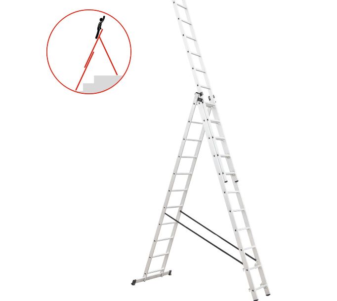 Drabina aluminiowa 3x9 HIGHER ,max wys 7 m,na schody,nowa