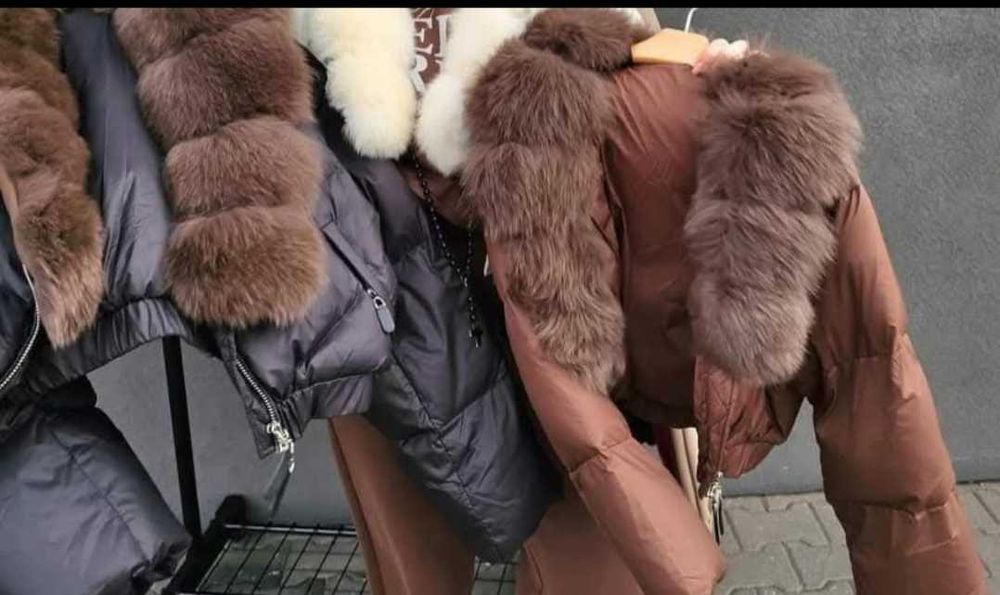 Kurtka zimowa nowa kolekcja lisy futro naturalne 2025