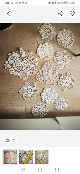 Zestaw 11 sztuk retro serwetki na szydełku