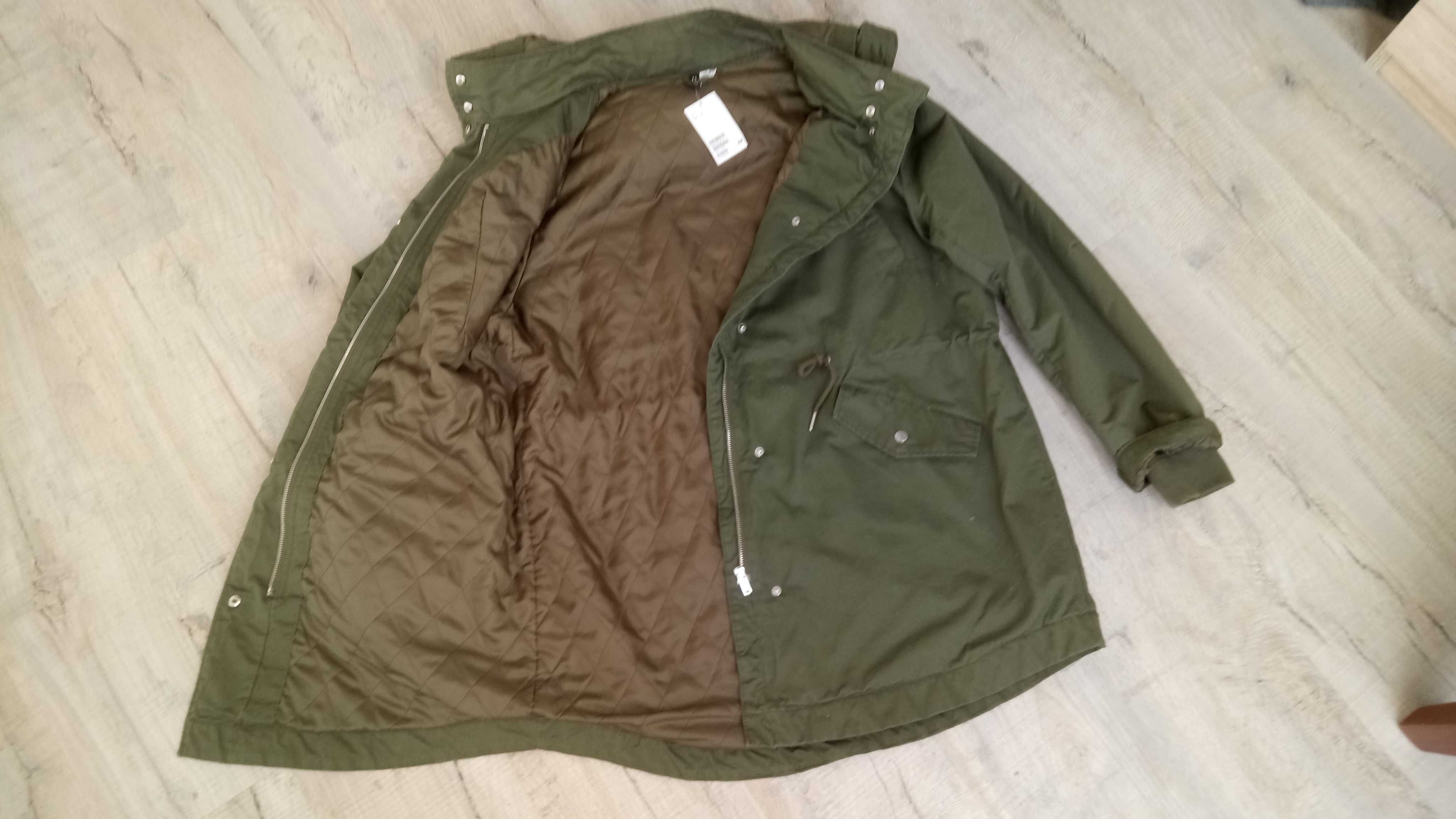 Nowa kurtka typu parka (H&M) z kapturem, w rozmiarze XL