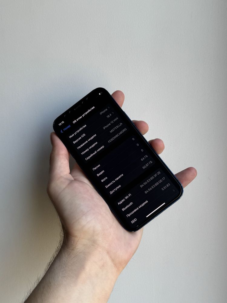 iPhone 12 Mini 64 Gb Blue R-Sim АКБ 96% отличный