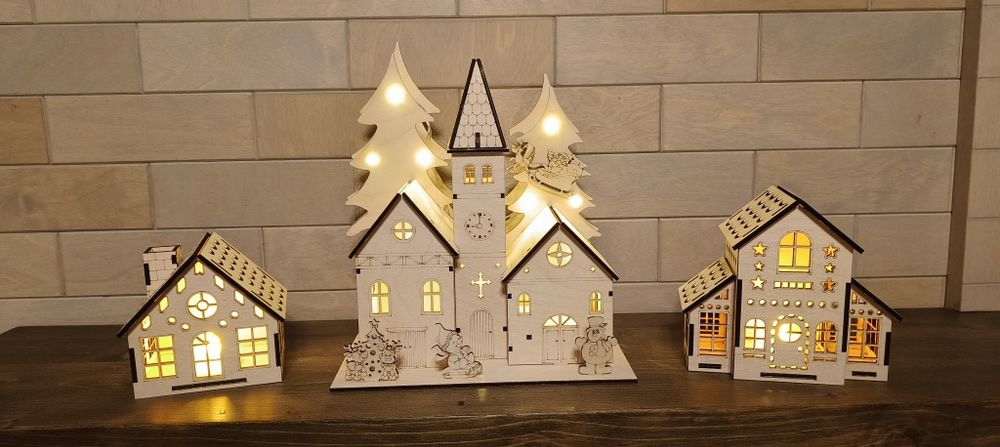Wioska bożonarodzeniowa domki LED