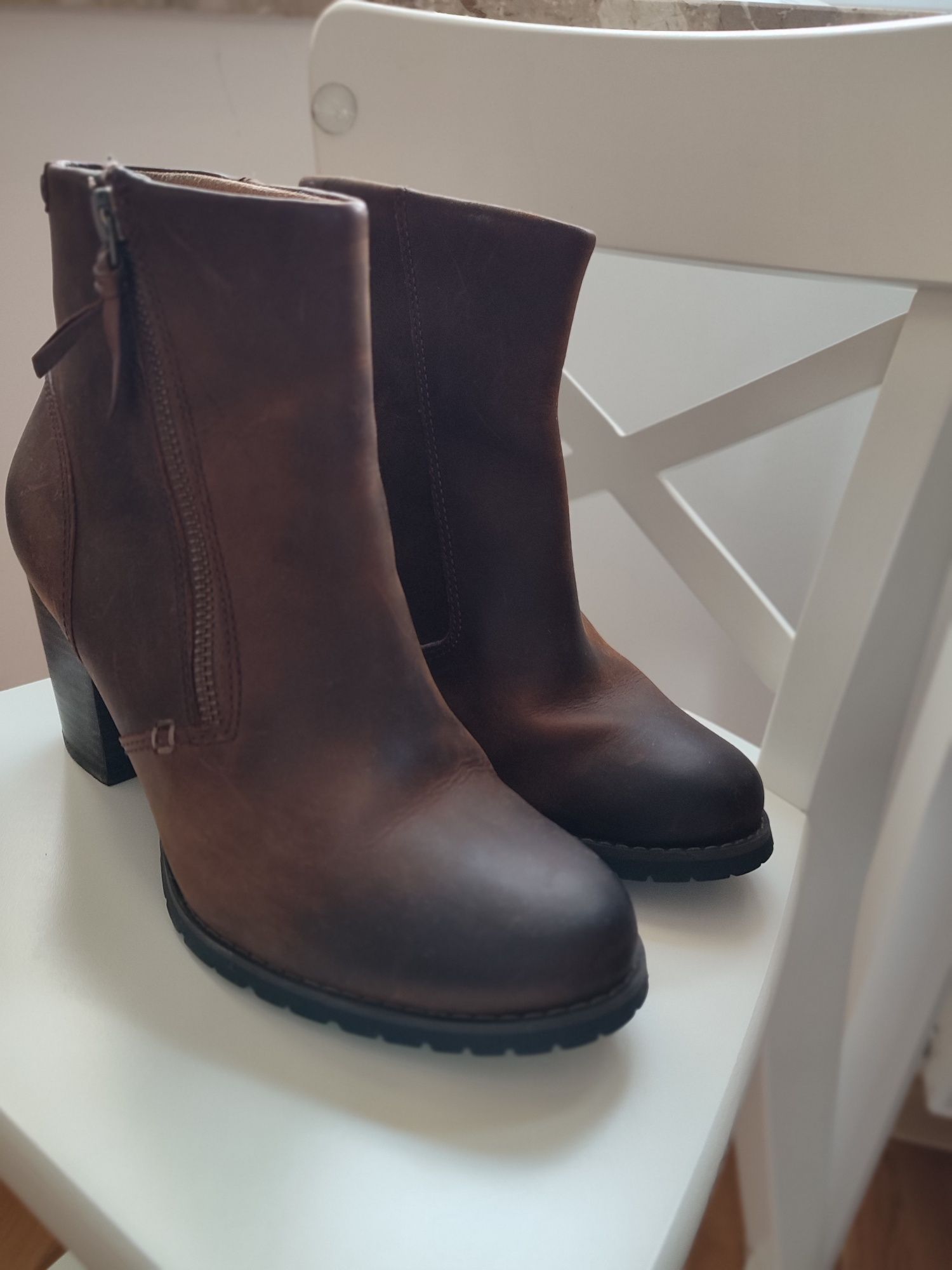 Botki skórzane Clarks 37,5 brązowe wiosenne jesienne przejściowe