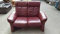 Кожаный диван мебель двухместный бордовый реклайнер "Casada" (230810)