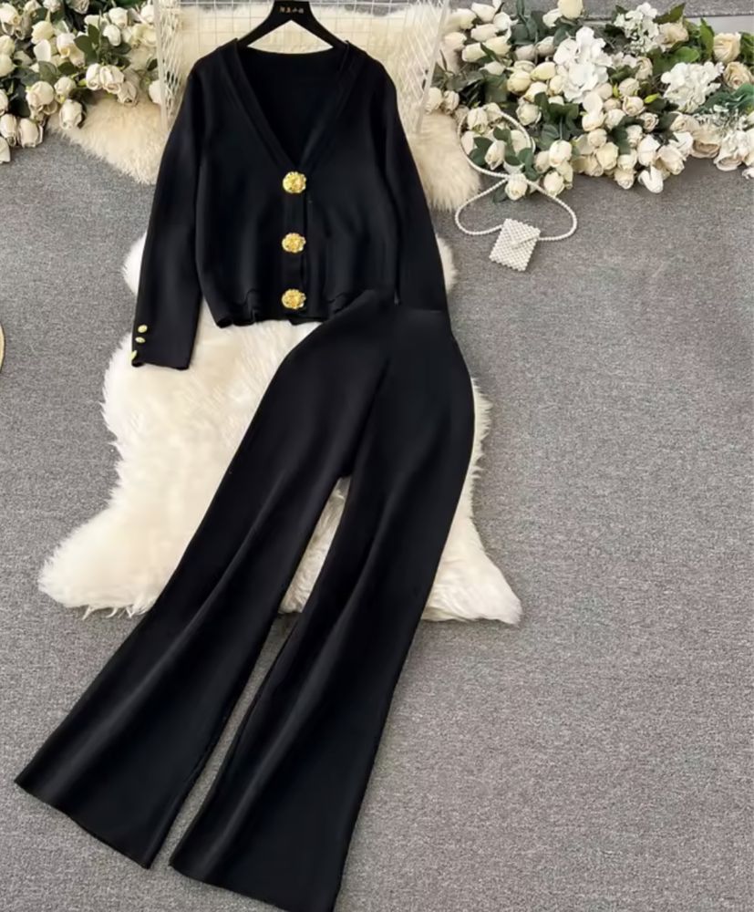 Kontantto komplet dzianina sweter spodnie  czarnyxs-2xl