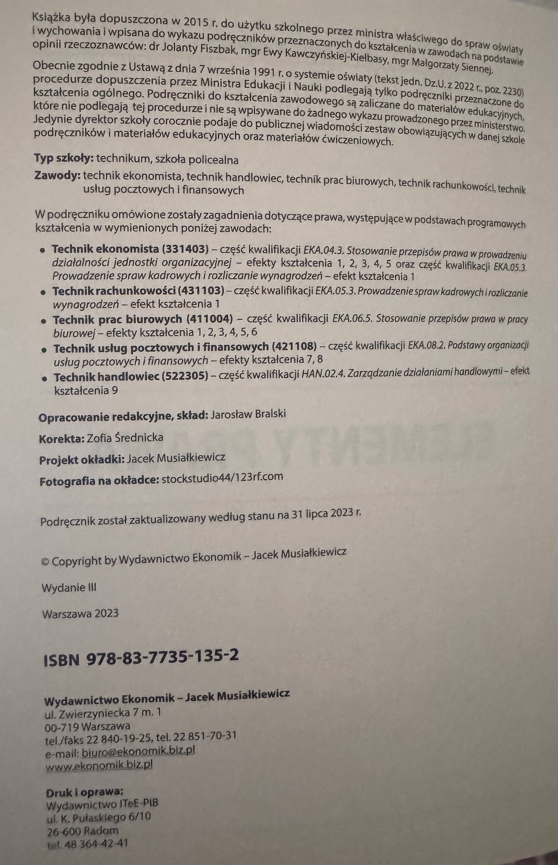 Elementy prawa Jacek MusiałKiewicz 3 wydanie