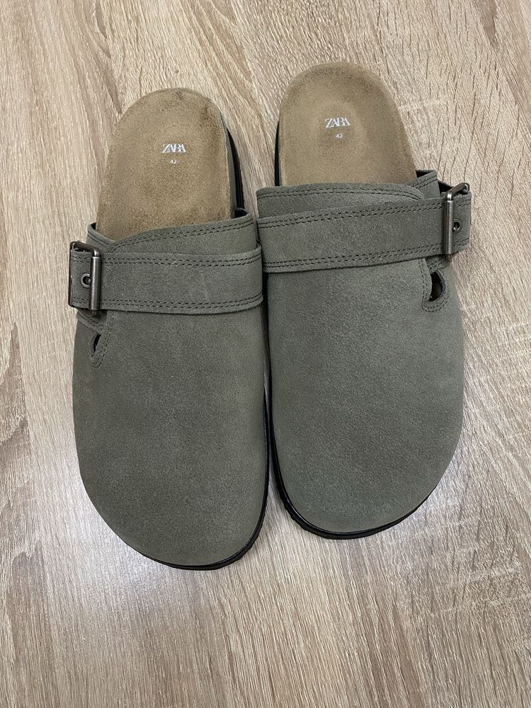 Zara сабо мюлі сандалі шльопки замшеві