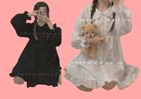 Японское платье лолита черное с рюшами милое в стиле аниме косплей