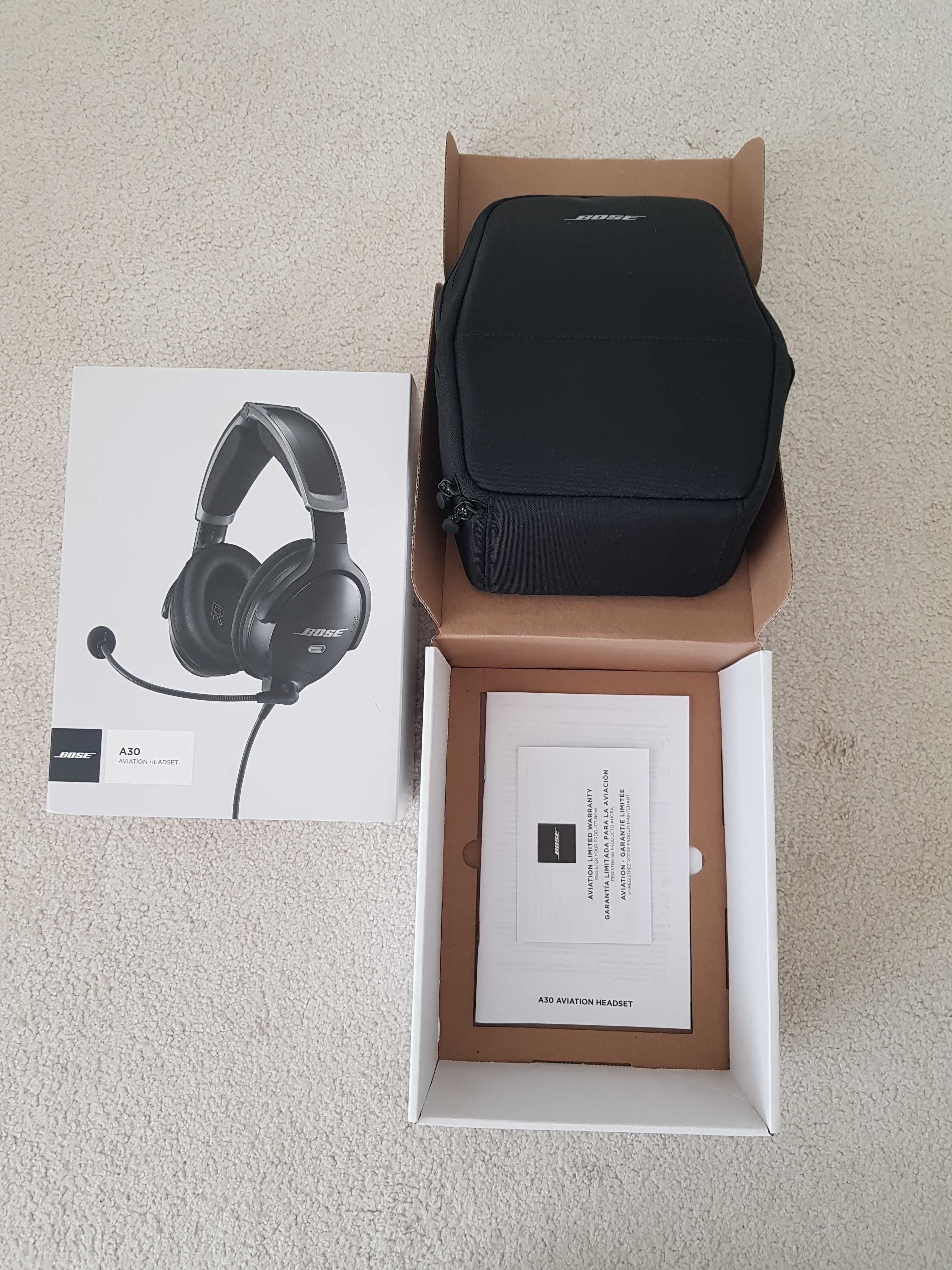 Słuchawki lotnicze Bose A30 (model po A20) z Blutoothem, NOWE