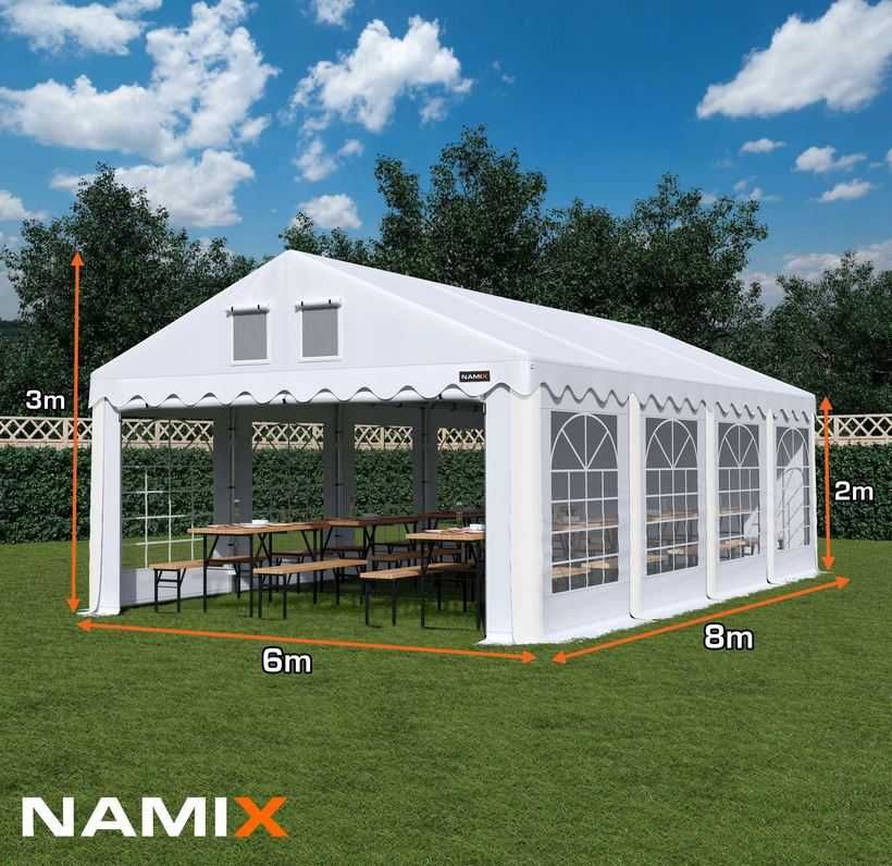 Namiot COMFORT 6x8 imprezowy handlowy eventowy altana PVC 560g/m2