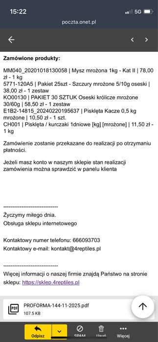 Myszy mrożone 1 kilogram (niecały) karmówka dla węża